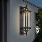 Retro solcelle væglampe med glasskærm, væglampe i støbt aluminium