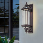Retro solcelle væglampe med glasskærm, væglampe i støbt aluminium