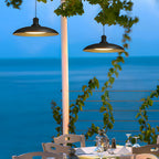 Outdoor Pendant Light With Round Carbide Steel Saucer Shade
