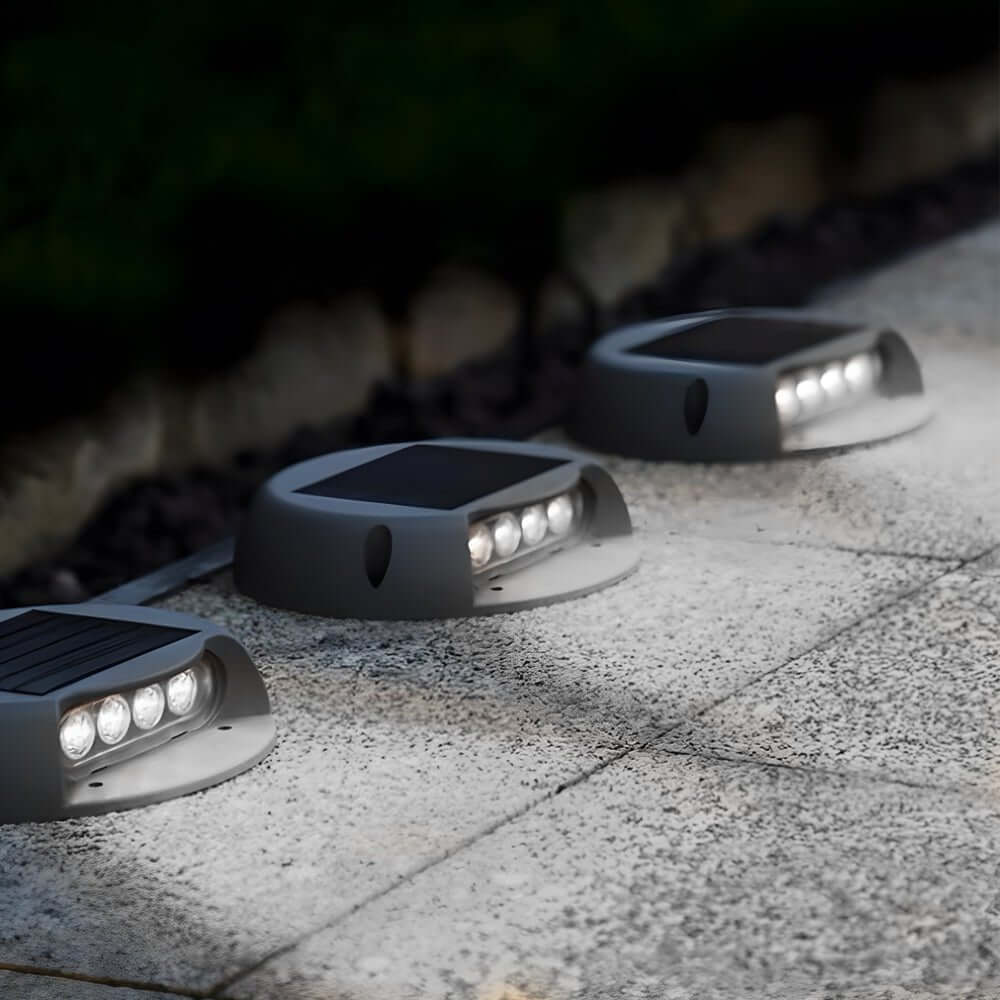 Round Solar LED Deck Light, Dusk-to-Dawn Weatherproof ABS Step Light