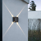 Luz de Parede LED Reire Square, Design Exterior em Alumínio com Viga Cruzada