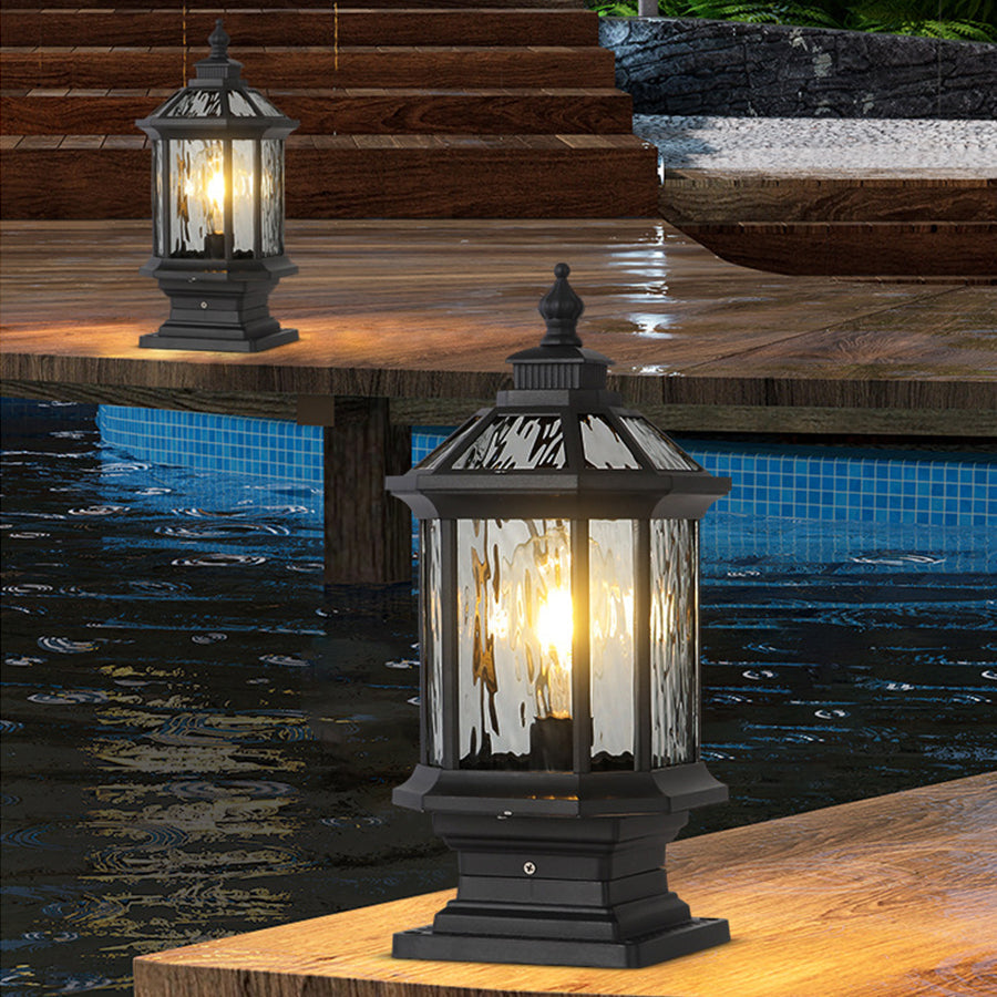 Pillar Lantern Light, Vintage European-Style Aluminum Outdoor Post Fixture