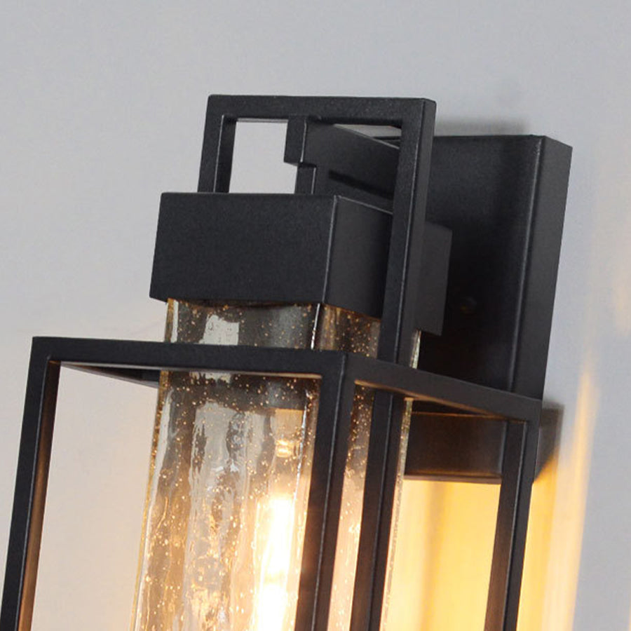Vintage Wrought Iron Outdoor Wall Sconce, Black Matte, Warm LED Glow
