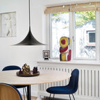 Arch pendant shade detail with smooth lacquered finish