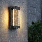 Rectangular Crystal Outdoor Wall Light With Sealed Bubble Glass Design