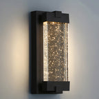 Rectangular Crystal Outdoor Wall Light With Sealed Bubble Glass Design