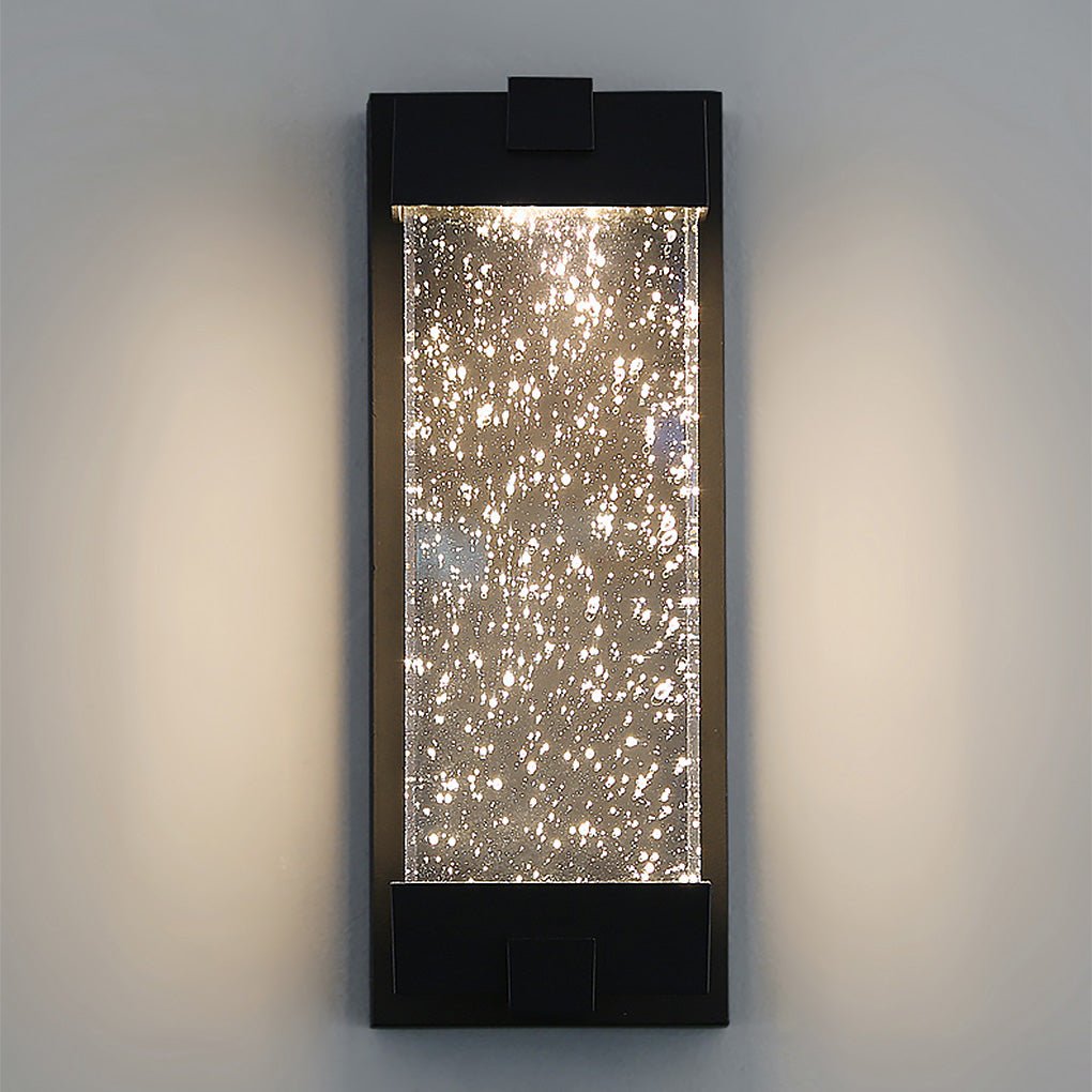 Rectangular Crystal Outdoor Wall Light With Sealed Bubble Glass Design