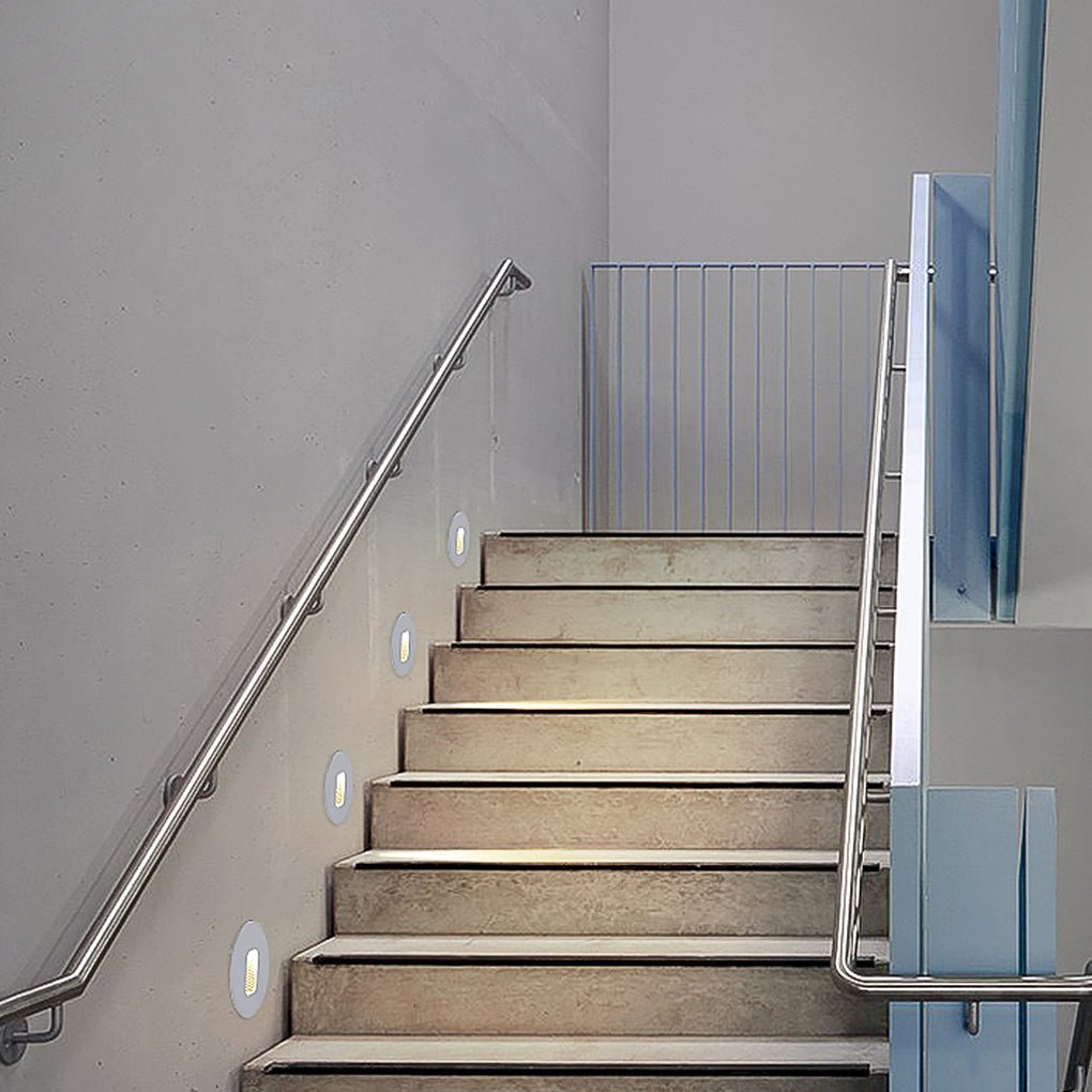 Éclairages d'escalier LED carrés en aluminium, encastrés pour extérieur