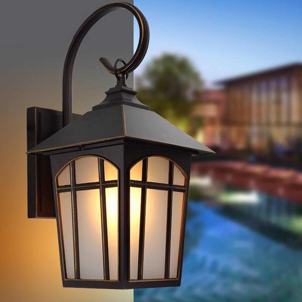 Iron Outdoor Wall Light With Clear Glass Shade, Retro Industrial Design