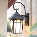 Iron Outdoor Wall Light With Clear Glass Shade, Retro Industrial Design