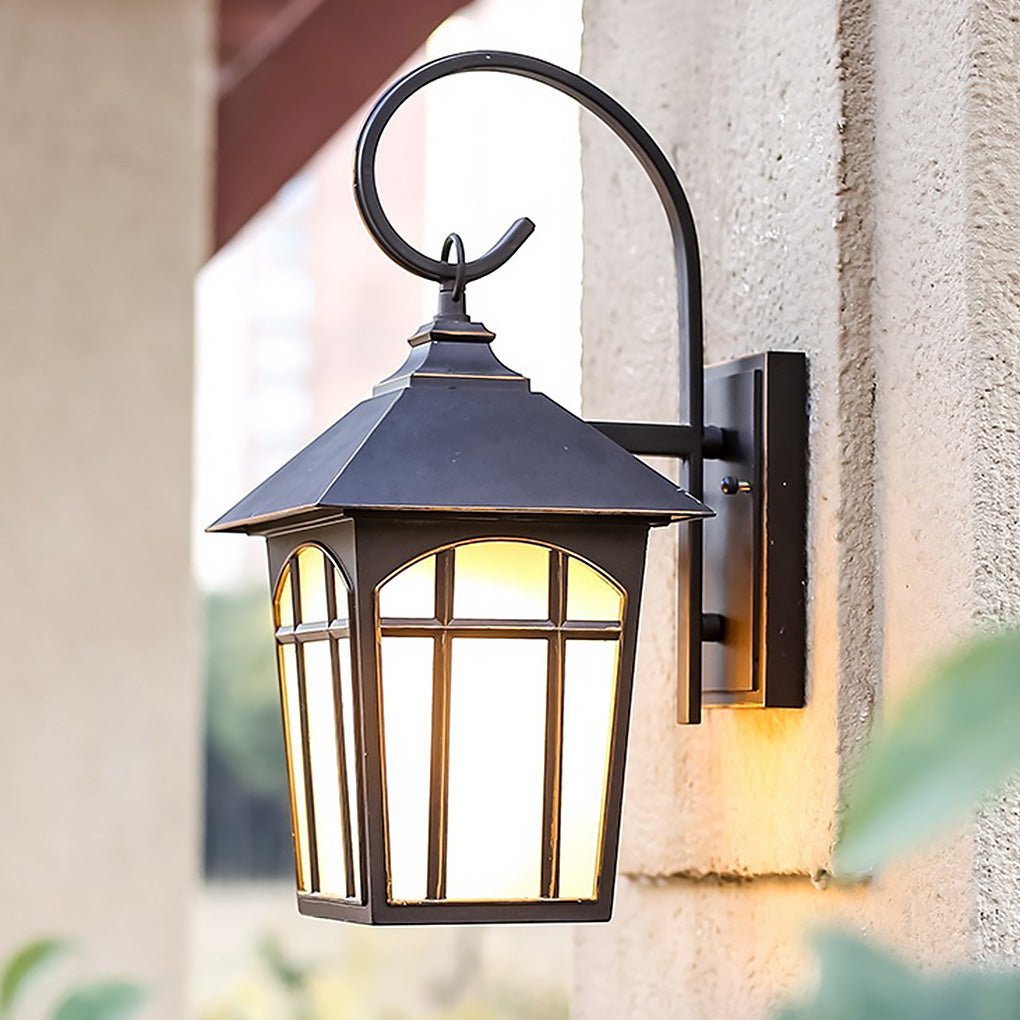 Iron Outdoor Wall Light With Clear Glass Shade, Retro Industrial Design