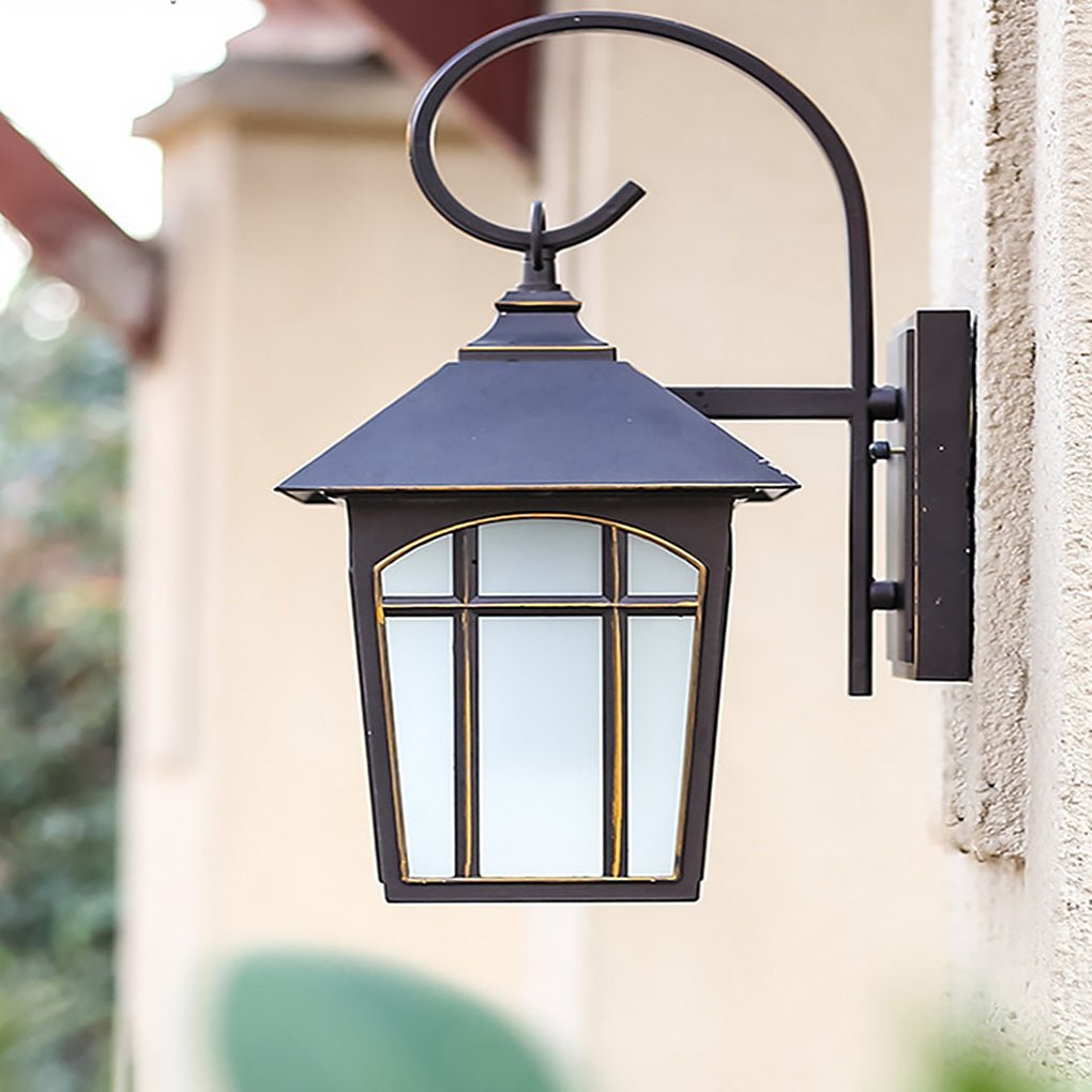 Iron Outdoor Wall Light With Clear Glass Shade, Retro Industrial Design