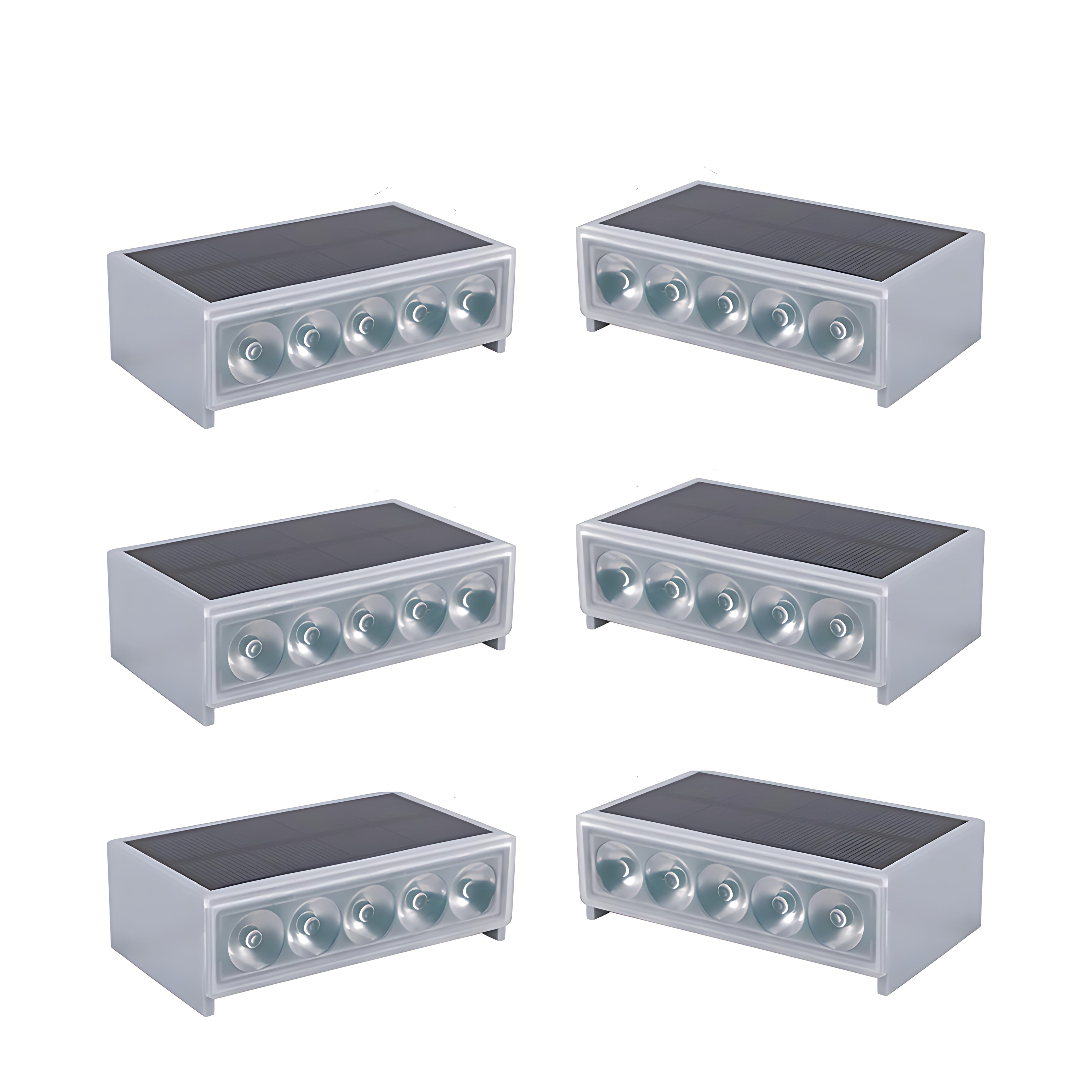 ABS Solar Step Light Fixtures With Dusk-To-Dawn Sensor, Gray