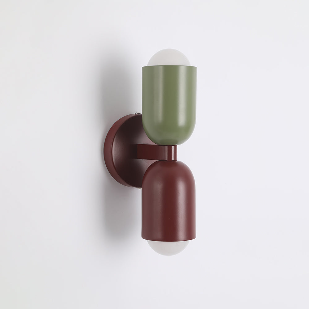 Double-Headed Wall Light, Colorful Painted Metal Shades, E26 LED Included