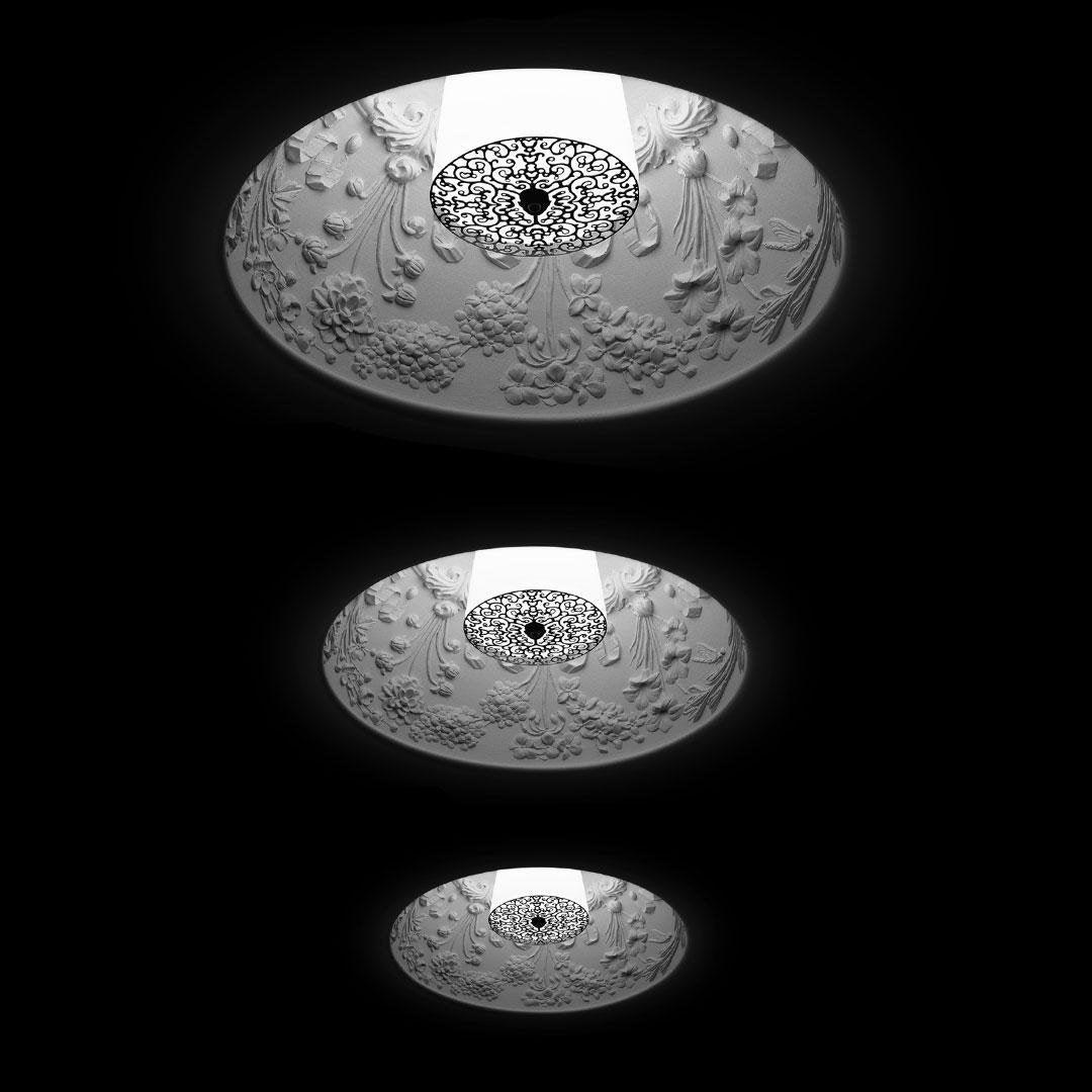 Pendant Light, Cast Plaster Hemisphere Diffuser, E27, 6 Finishes