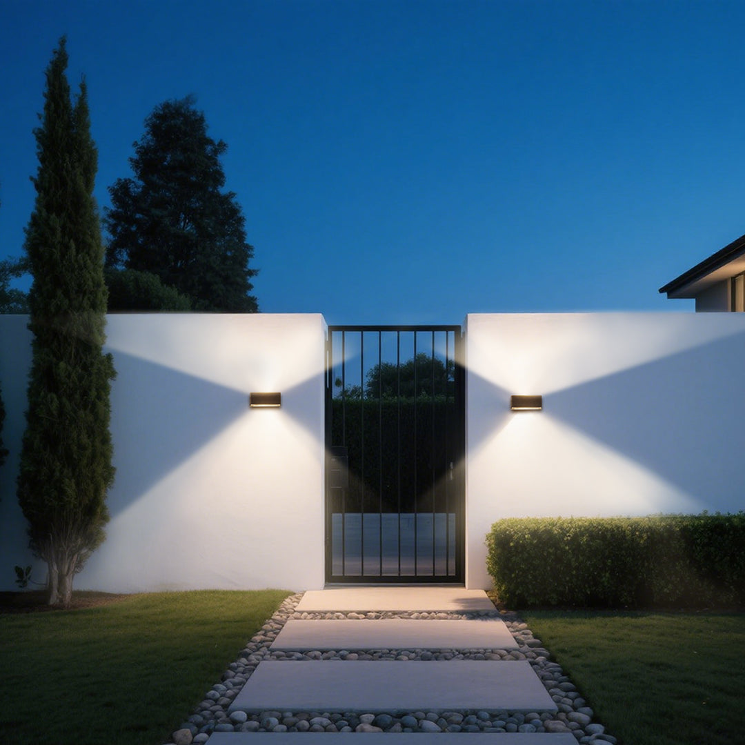 Up And Down Nordic Aluminum Outdoor Wall Light With Glass Shades