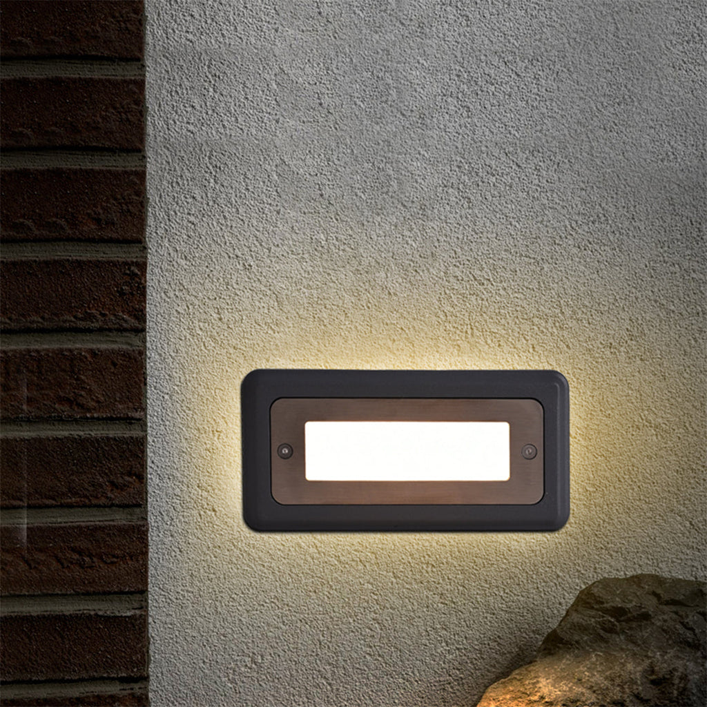 Recessed Aluminum Step Light With Stainless Steel Cover, Warm LED Glow