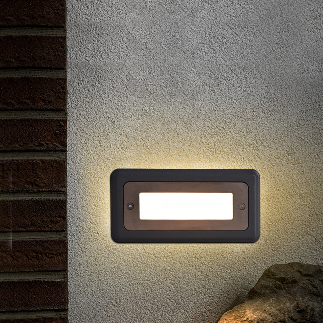 Recessed Aluminum Step Light With Stainless Steel Cover, Warm LED Glow