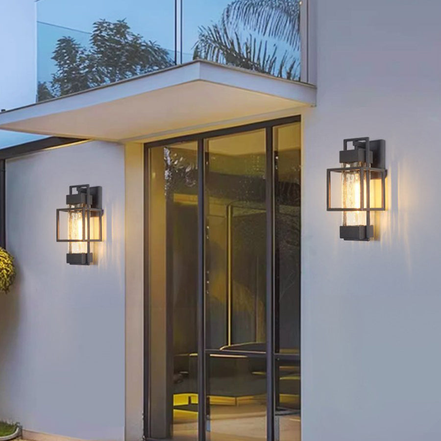 Vintage Wrought Iron Outdoor Wall Sconce, Black Matte, Warm LED Glow