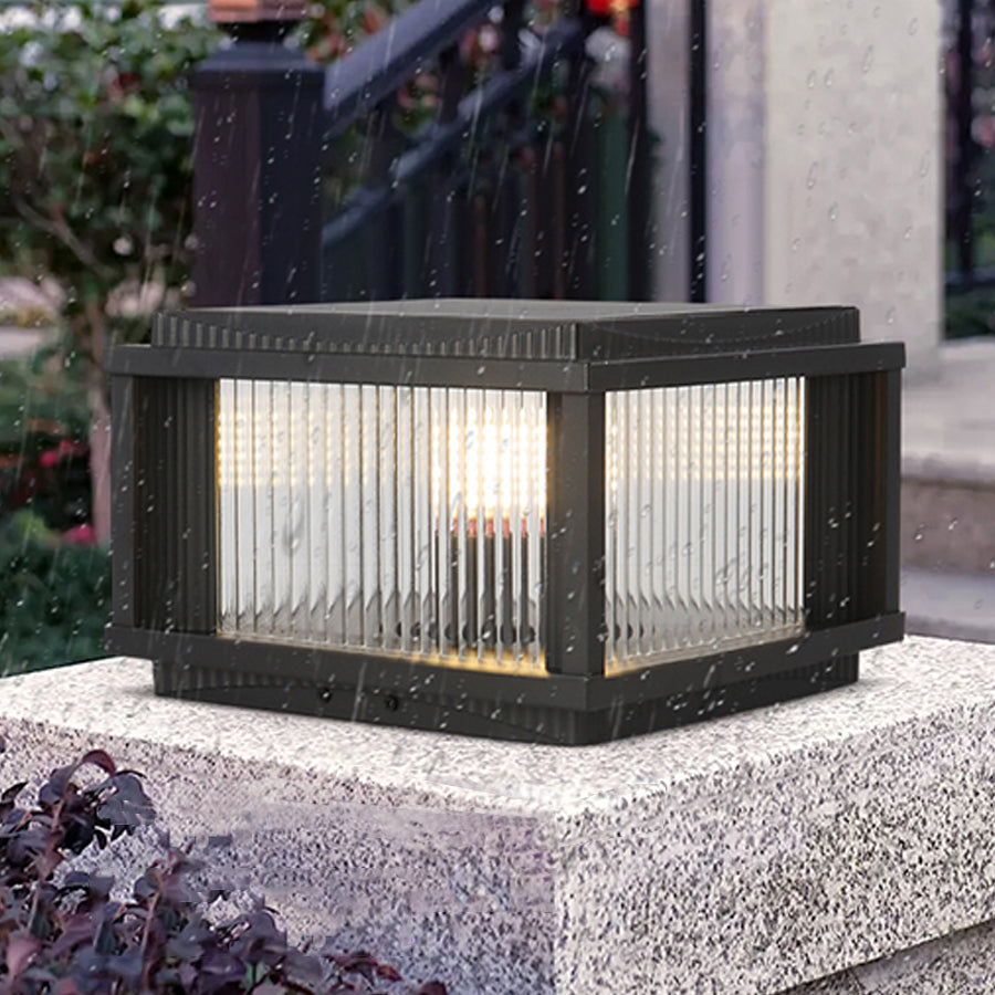 Strge French-Style Aluminum Outdoor Pillar Light, Solar or Hardwired