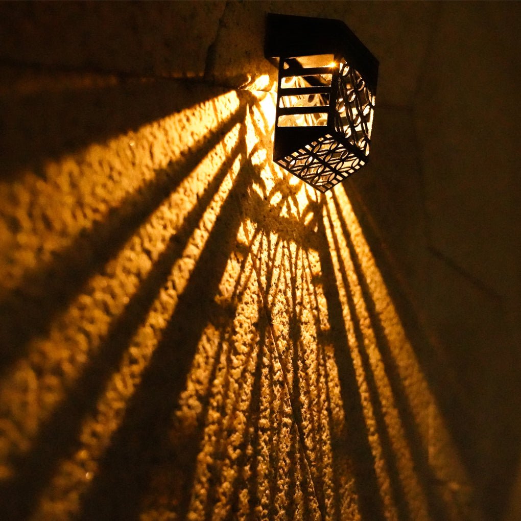 Lampe murale extérieure creuse en ABS à énergie solaire, design sans fil  