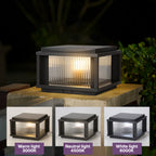 Strge French-Style Aluminum Outdoor Pillar Light, Solar or Hardwired