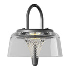 Solar Outdoor Pendant Light With Clear Acrylic Shade, Tri-Color LED