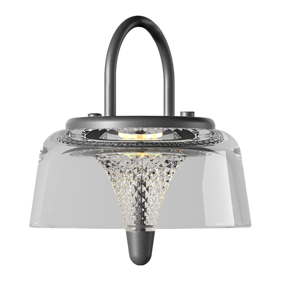 Solar Outdoor Pendant Light With Clear Acrylic Shade, Tri-Color LED
