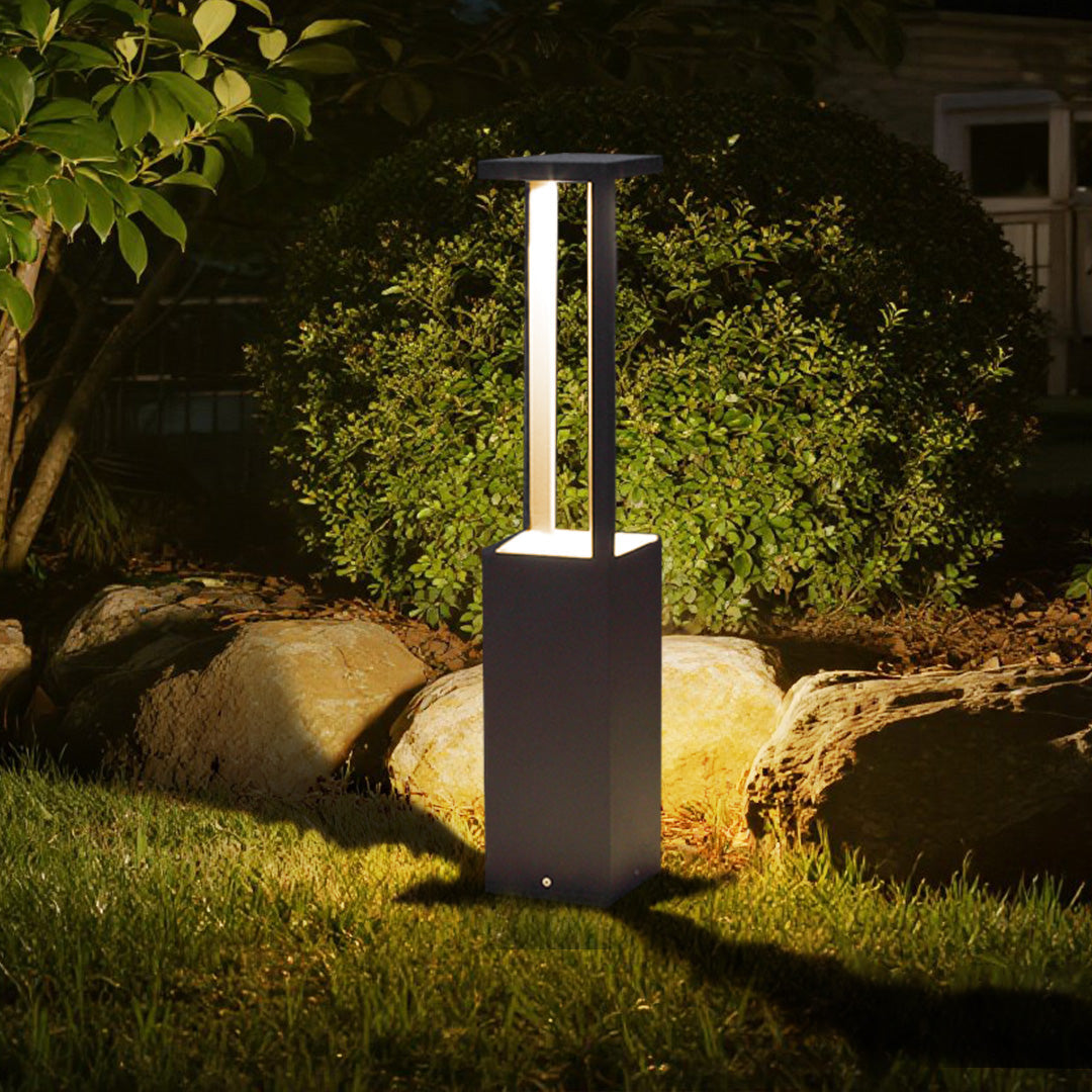 Luz de Baliza Exterior Minimalista, Alumínio Cinza Areia, 80cm de Altura