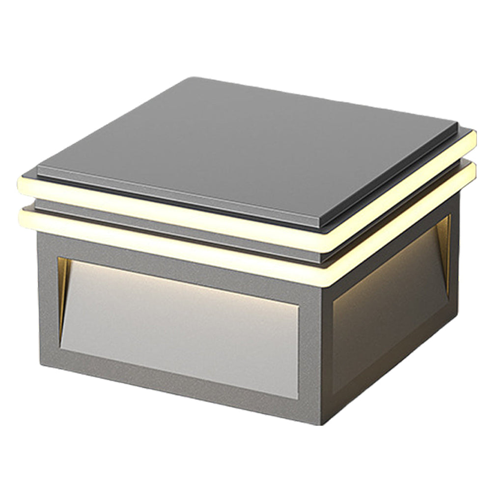 Lampes piliers avec base en acier, poteau LED carré minimaliste Theodore