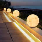 Gle Moon-Shaped Faux Marble Globe Pillar Light for Gardens