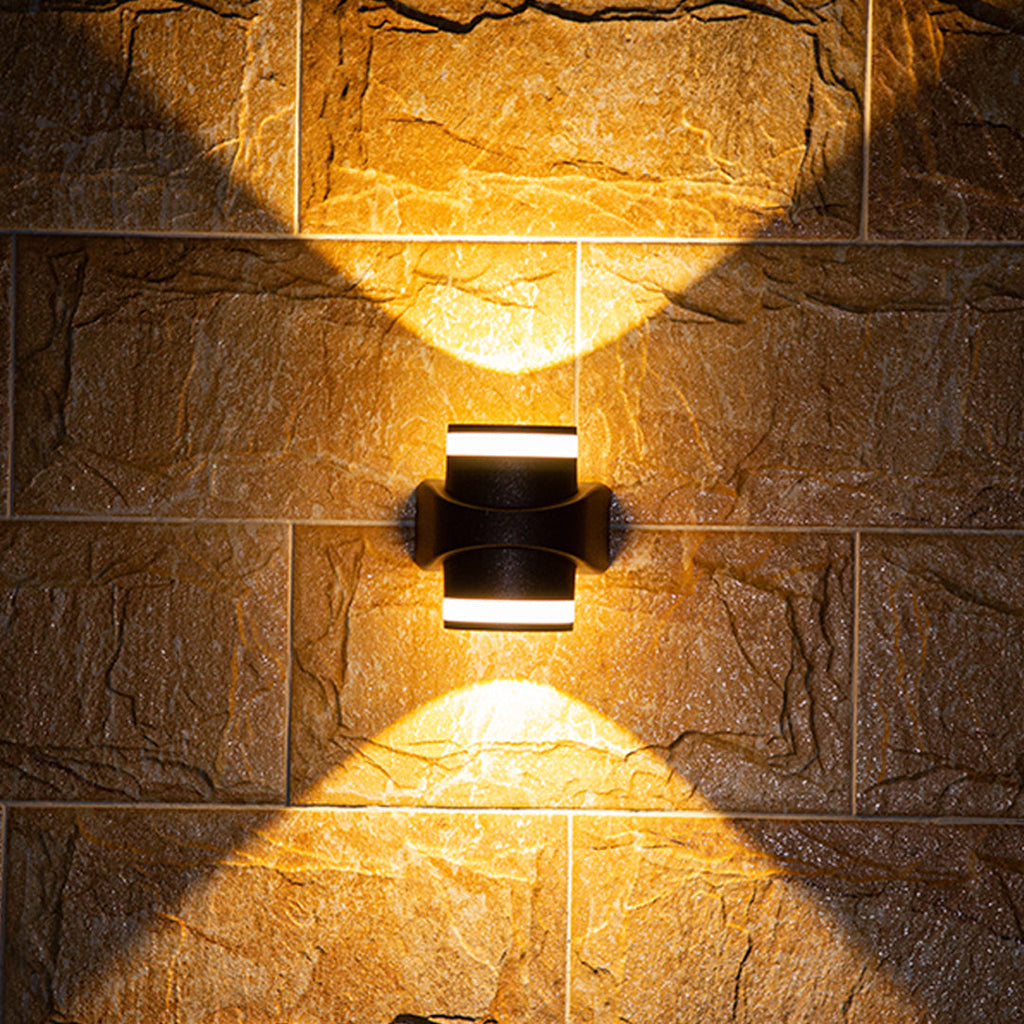 Modern Cylinder Outdoor Wall Light, Black Aluminum, Waterproof LED