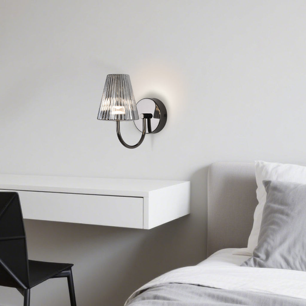 American Vintage LED-væglampe, kegleformet glasskærm, justerbart hvidt lys