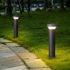 Black Aluminum Bollard Post Light, Warm LED Garden Path Lighting