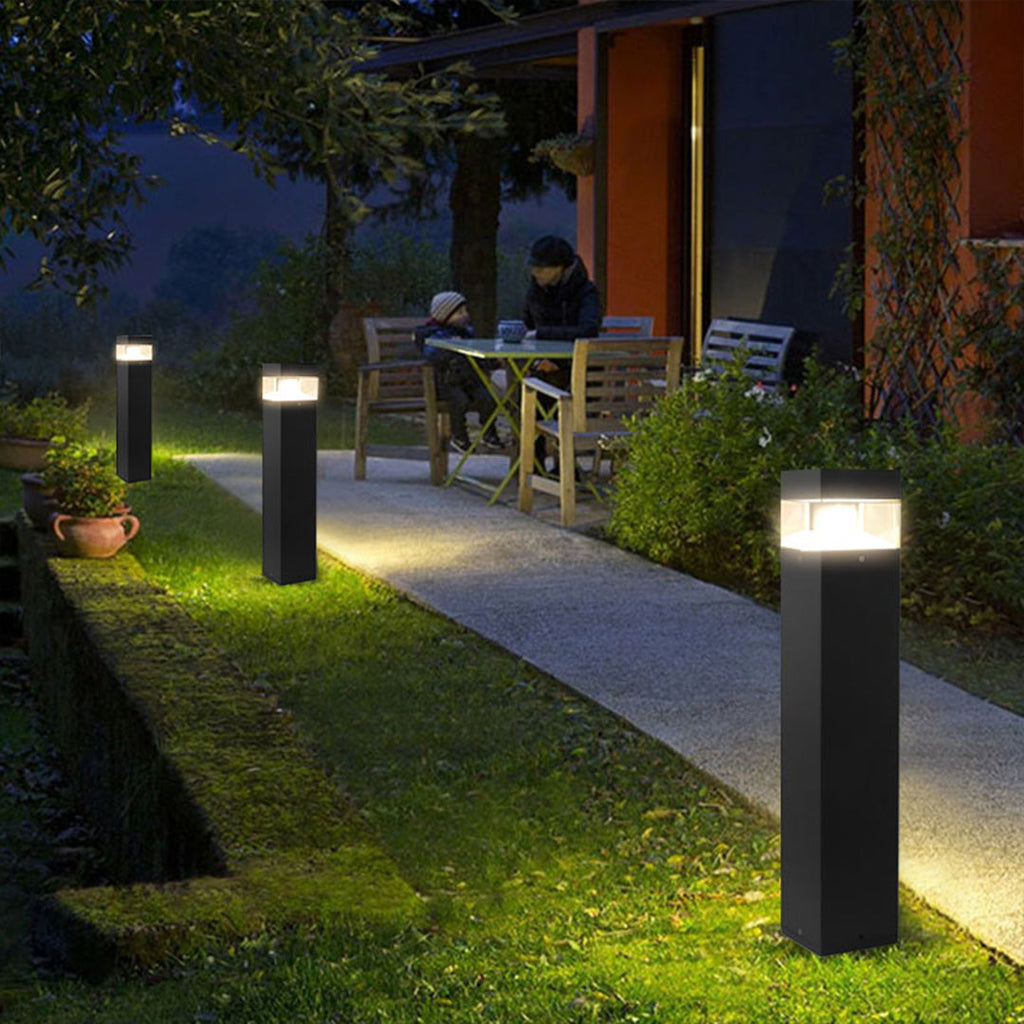 Aluminum Garden Pole Light, 80cm Nordic Bollard Lamp With Warm LED