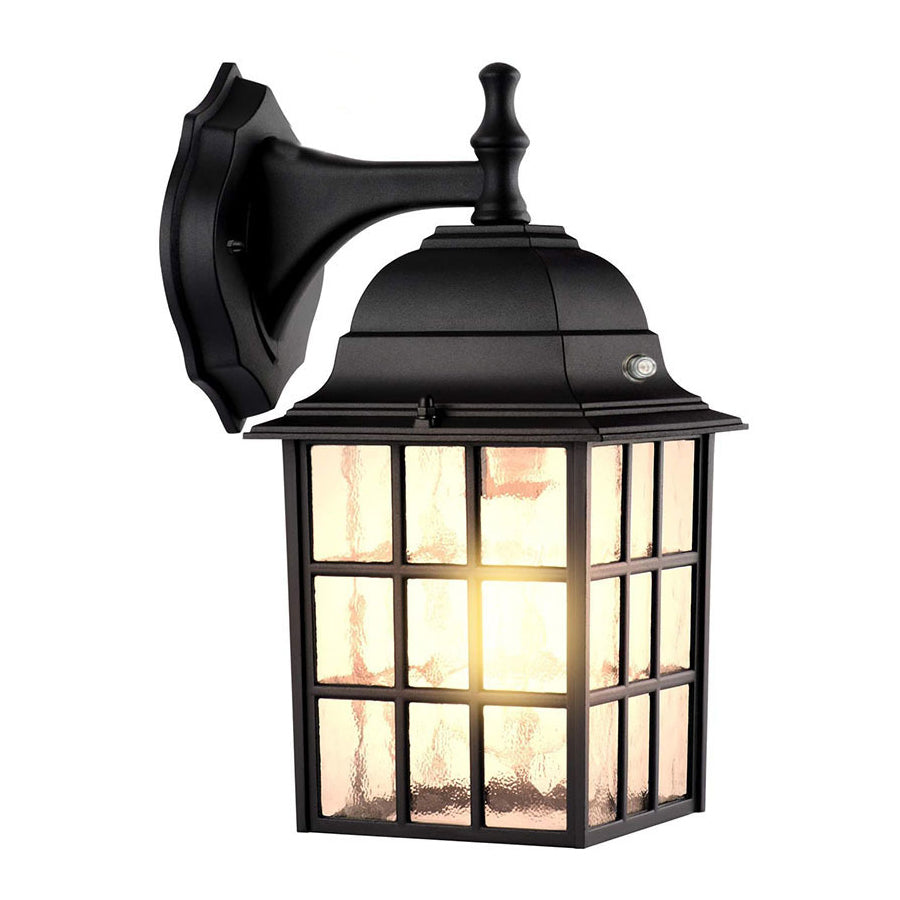 Aluminum Outdoor Wall Light With Clear Glass Shade, Abail Dusk-To-Dawn Sensor