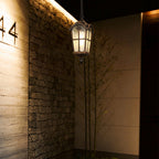 Cast Aluminum Porch Ceiling Light, Roman-Style Glass Shade