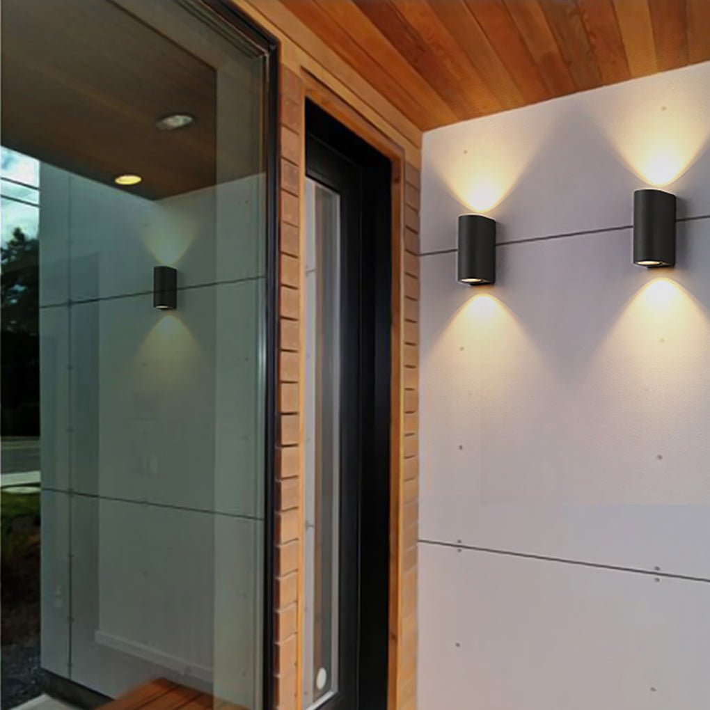Quintessa Curved Outdoor Wall Light, Black Aluminum LED Sconce