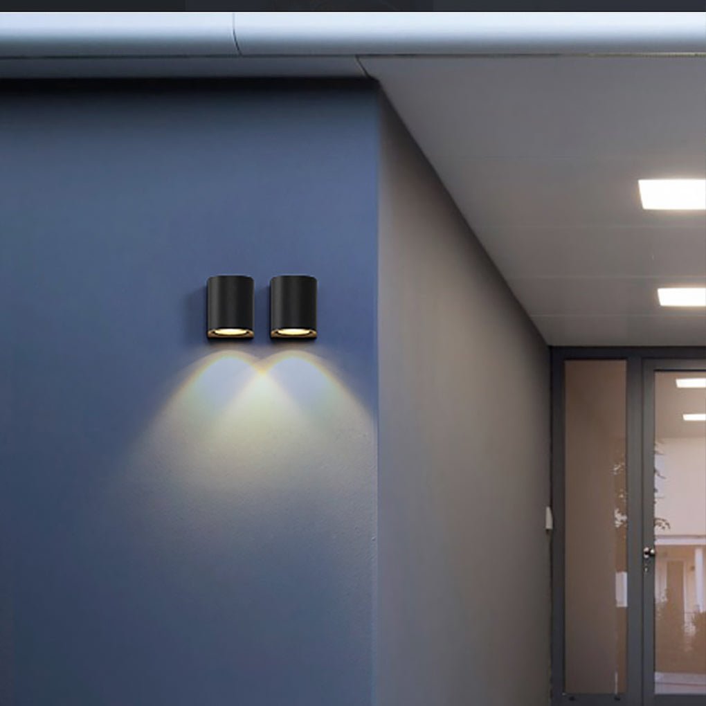 Quintessa Curved Outdoor Wall Light, Black Aluminum LED Sconce