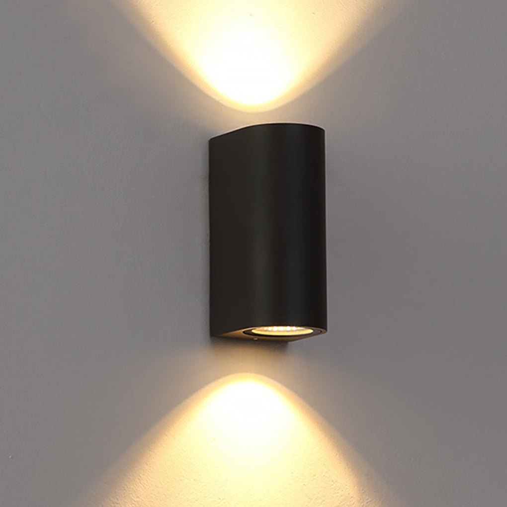 Quintessa Curved Outdoor Wall Light, Black Aluminum LED Sconce