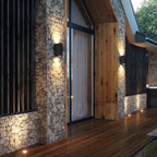 Quintessa Curved Outdoor Wall Light, Black Aluminum LED Sconce