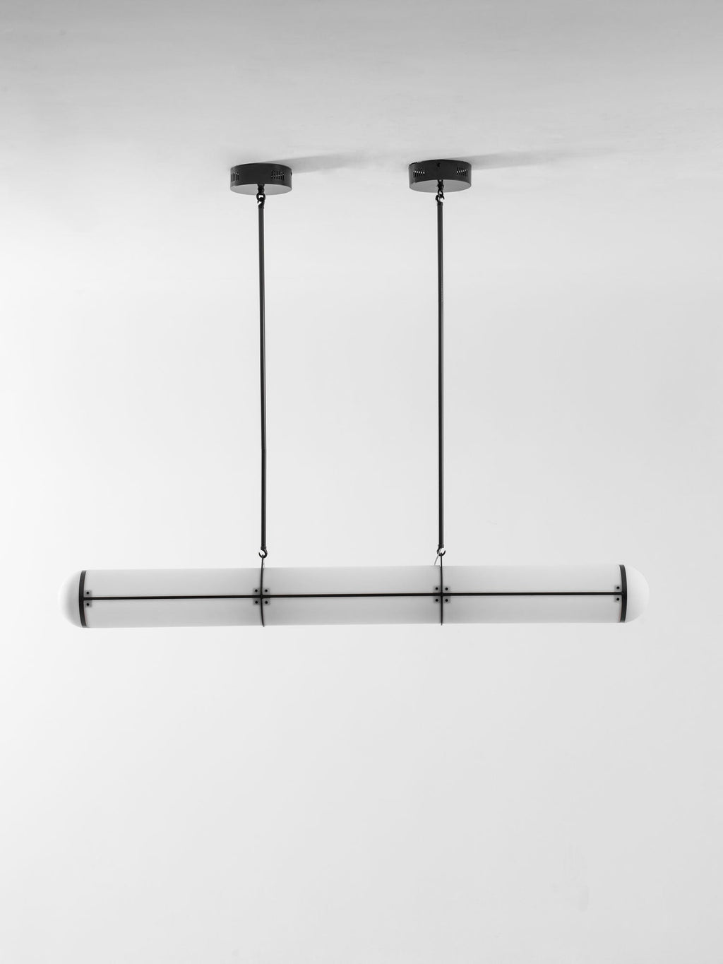 Linear pendant light detail of the integrated LED glow