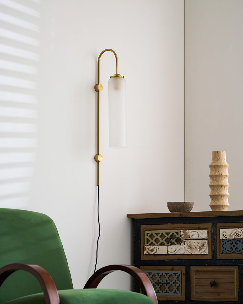 glass wall lamp mounted on a wall as an ambient accent light