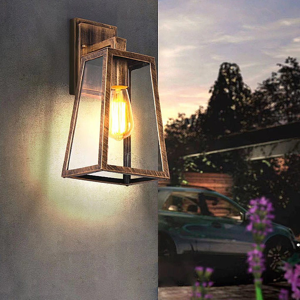 Luz de Parede em Alumínio Fundido, Acabamento Industrial Vintage, Abajur de Vidro para Exterior