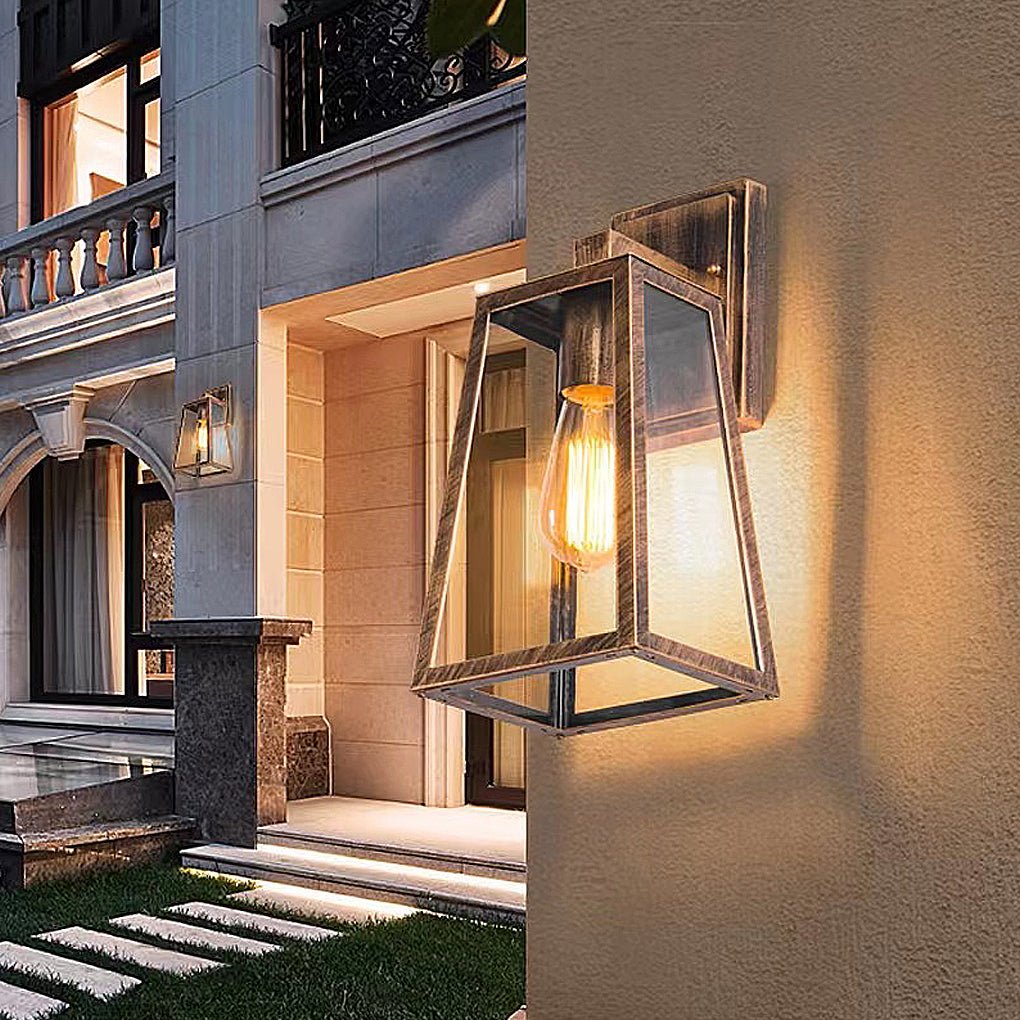 Luz de Parede em Alumínio Fundido, Acabamento Industrial Vintage, Abajur de Vidro para Exterior
