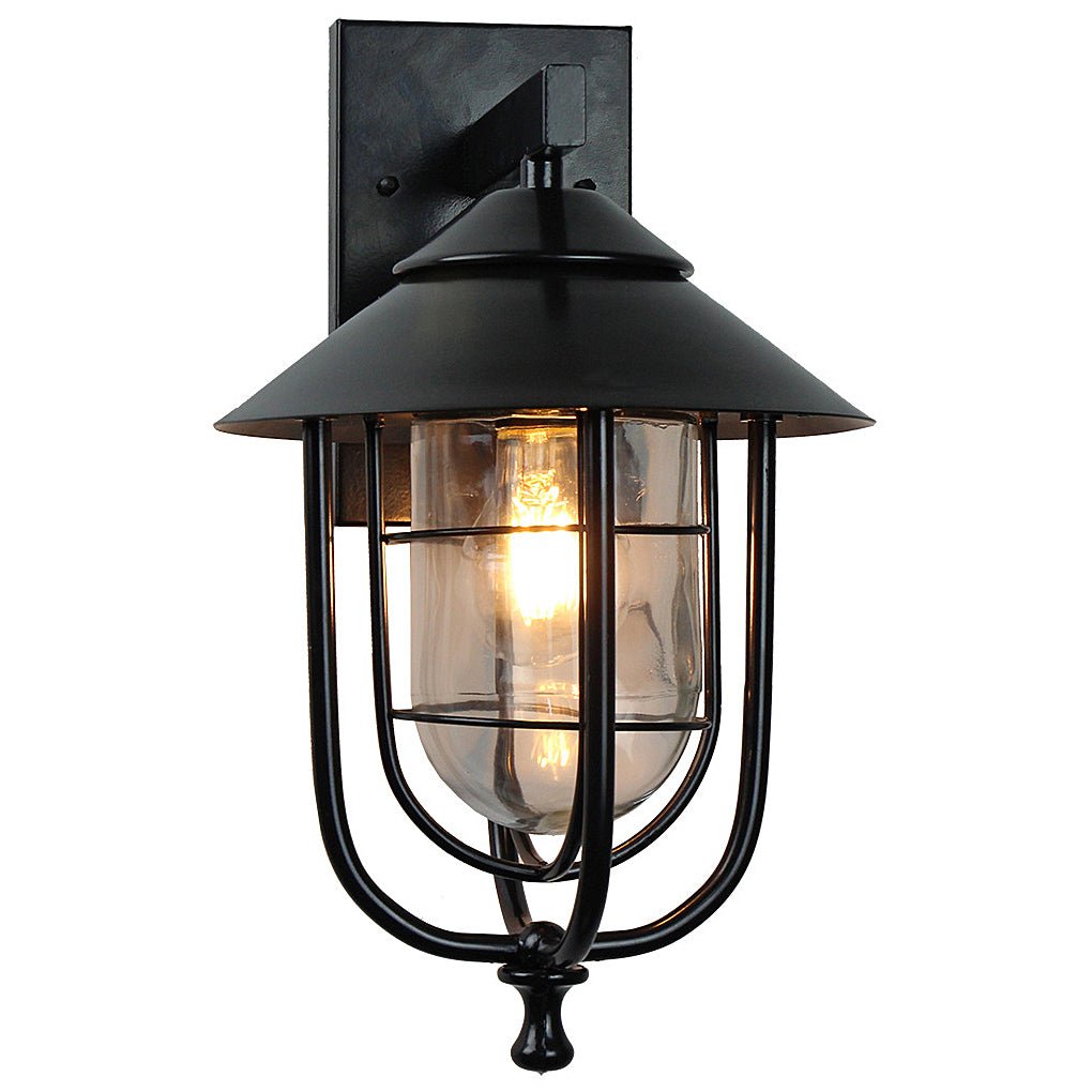 Vintage Industrial Glass Wall Sconce, E27 Iron Outdoor Light Fixture