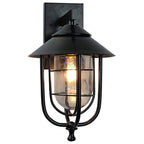 Vintage Industrial Glass Wall Sconce, E27 Iron Outdoor Light Fixture