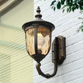 Champagne Glass Outdoor Wall Light With Black Die-Cast Aluminum Frame