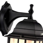Aluminum Outdoor Wall Light With Clear Glass Shade, Abail Dusk-To-Dawn Sensor
