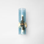 Wall Sconce Light, Valentina Cylindrical Glass Shade, Blue Gray or White